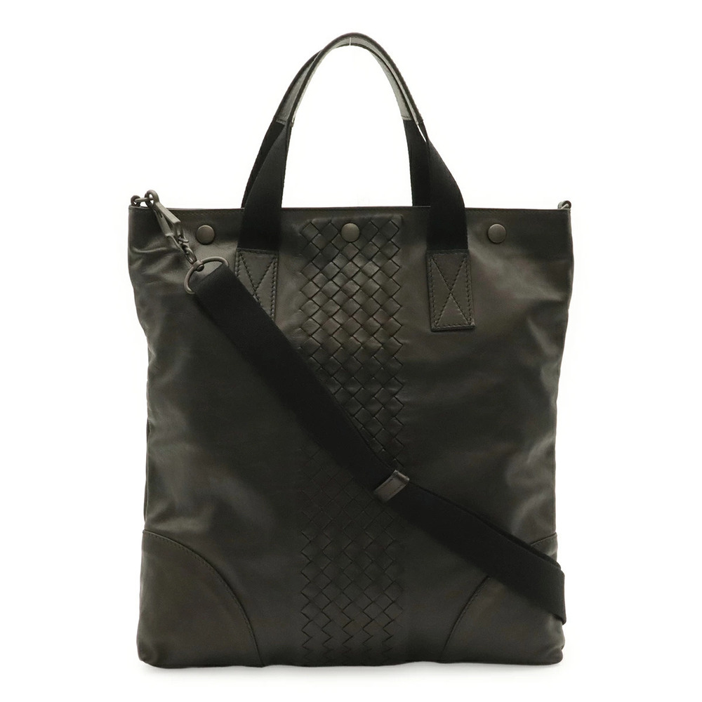 BOTTEGA VENETA Intrecciato Tote Bag Shoulder Vertical Leather Black